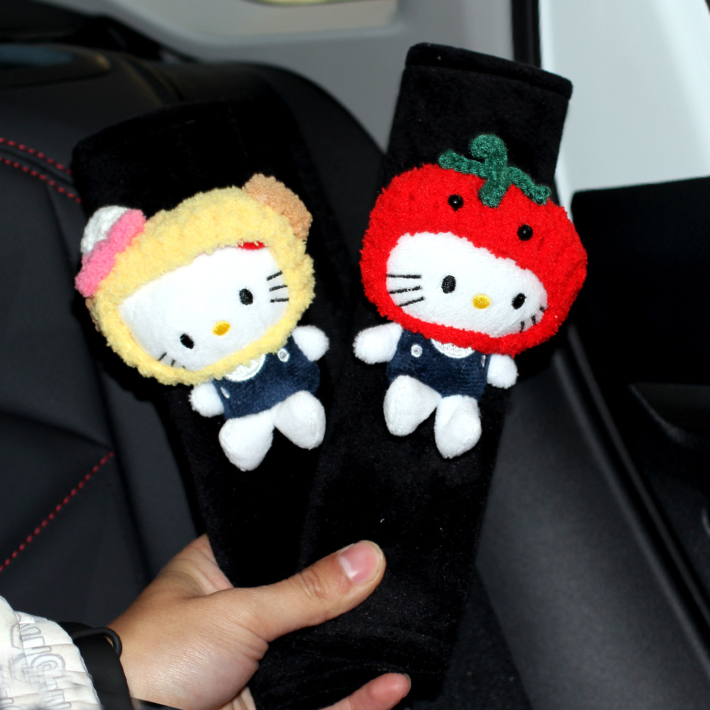 New kitty cat car seat belt shoulder pad plush protective cover anti-collar cute women's car interior decoration