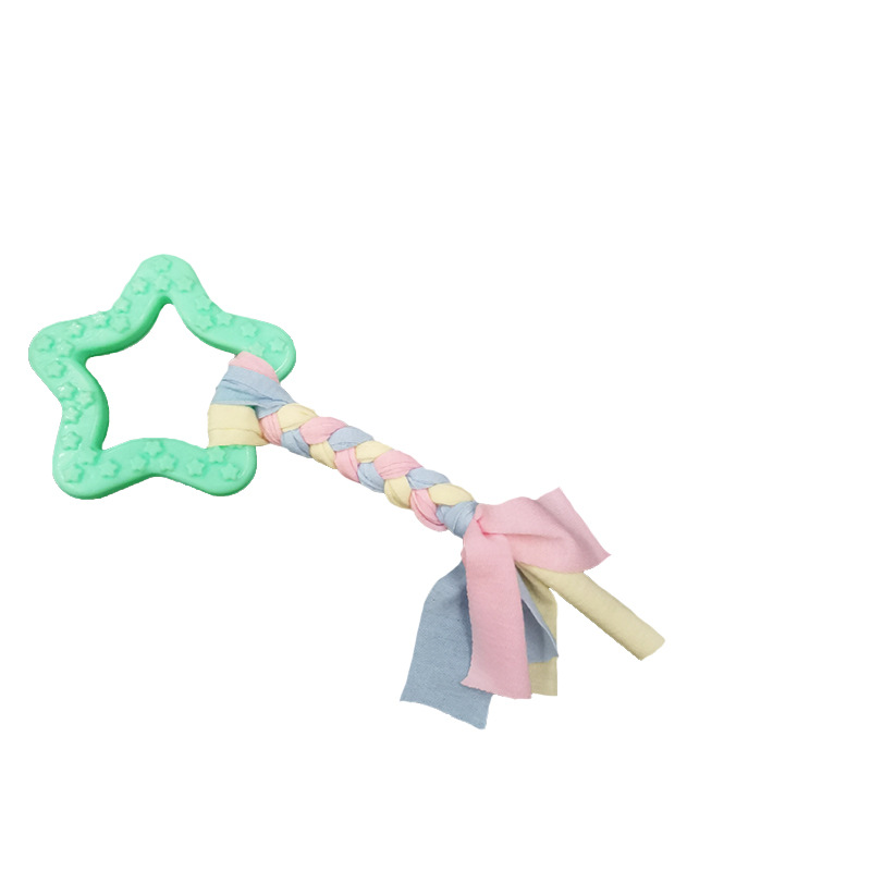 Suministro directo de fábrica mascota gato perro mordedura-resistente paño molar juguete TPR limpieza dental nudo tejido juguete de goma suave