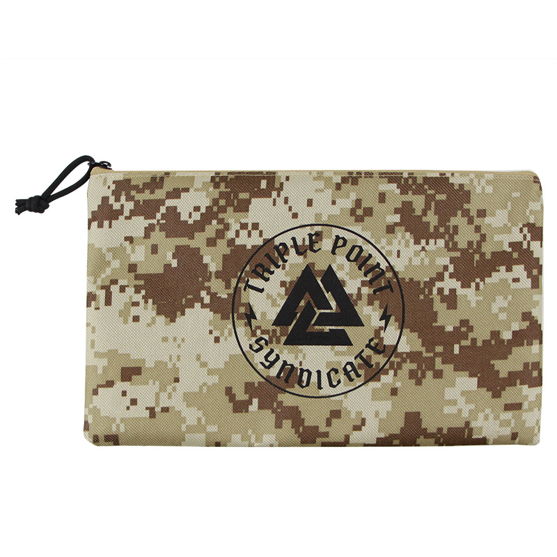 亚马逊跨境牛津布笔袋日常用品收纳迷彩PVC压底零钱小包可印LOGO