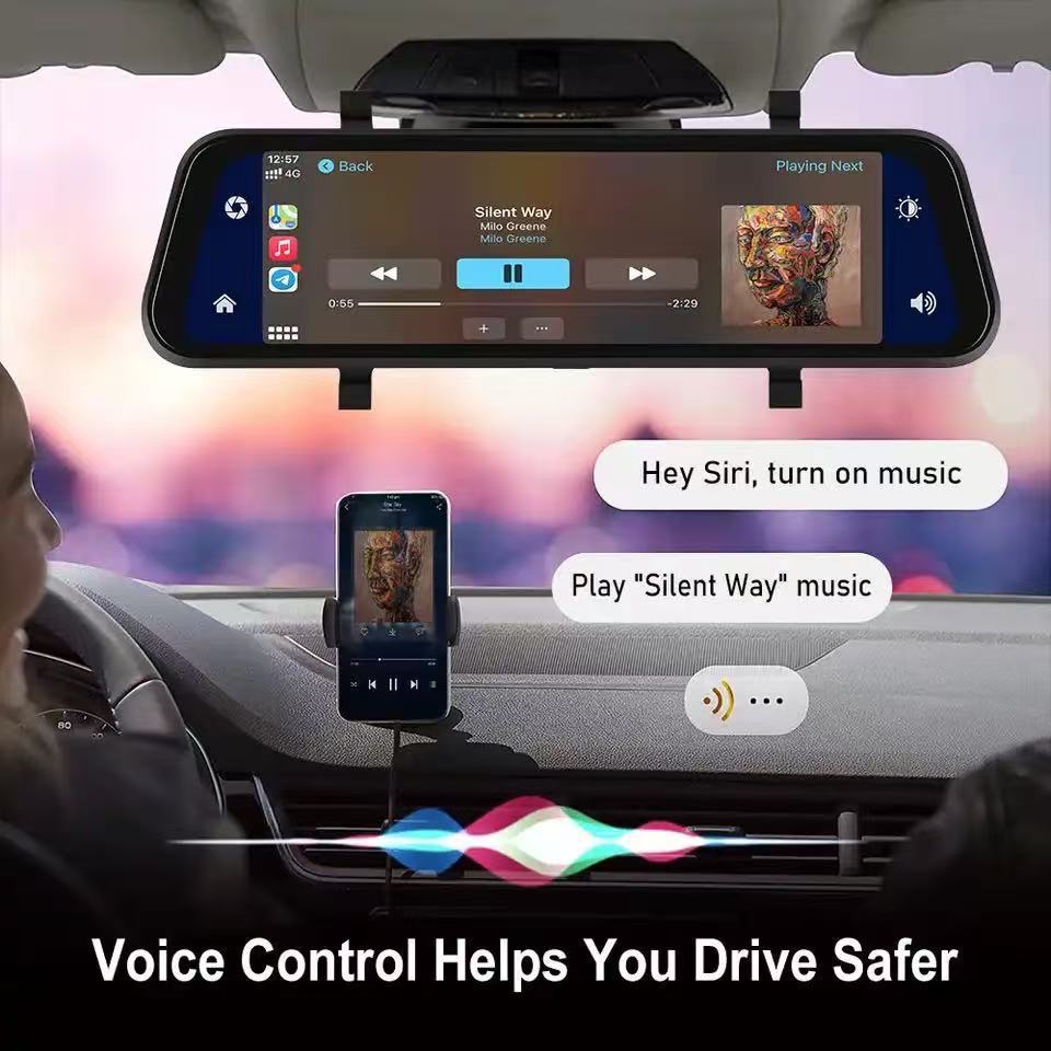 High-Definition 9.66inch Car-Mounted Carplay Mobile Phone Wireless Connection Dash Cam with Front and Rear Dual Recording 4K Navigation Device