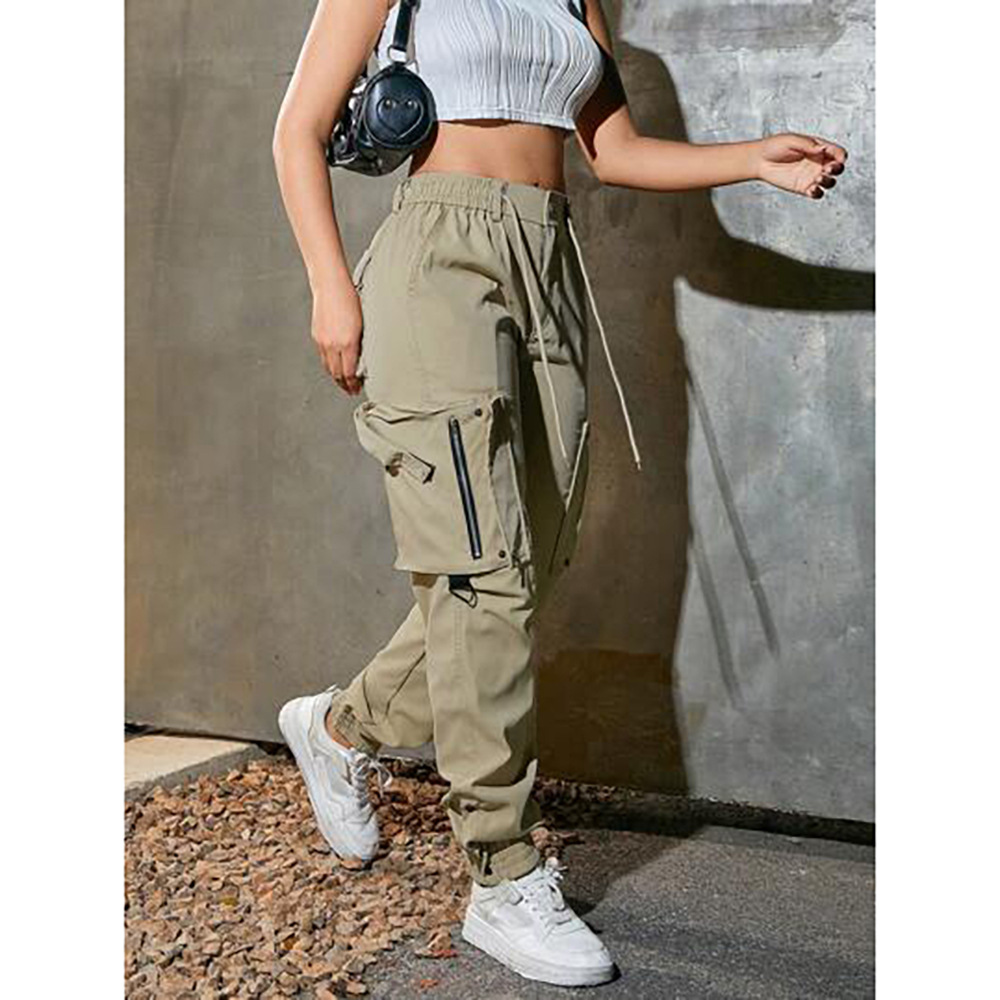 Cross-Border Foreign Trade Hot-Selling American Retro Trendy Brand Workwear Casual Pants for Women, Loose Multi-Pocket Outdoor Versatile Long Pants