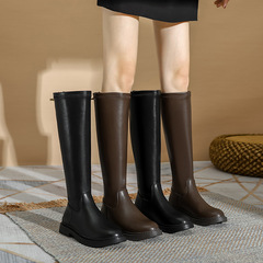 2022 UK Style Wool-Insulated Plus Size Women's Boot 41-43 Wide Heeled Riding Boots