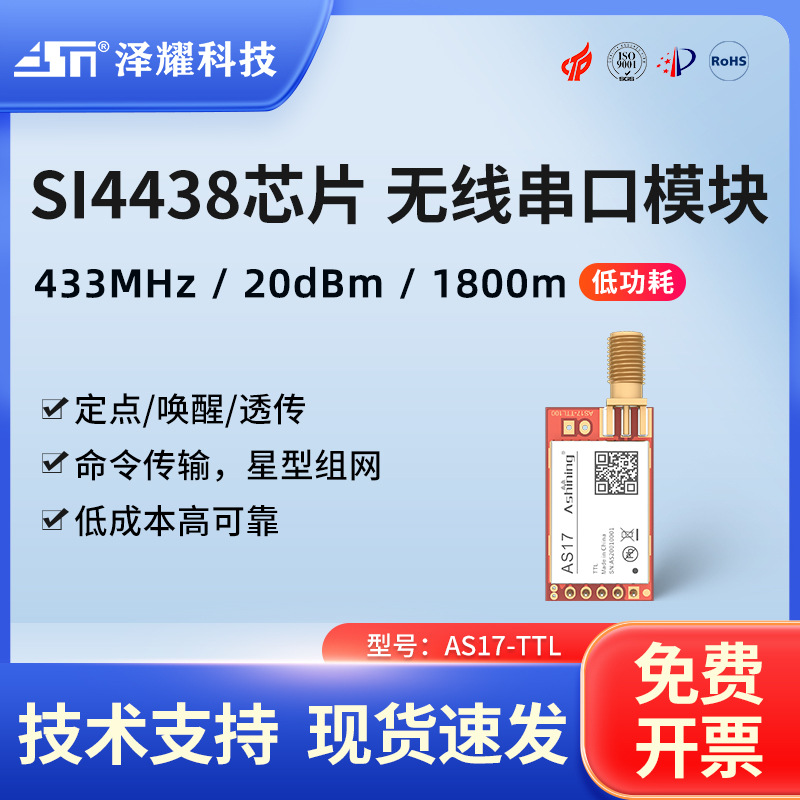 433M远距工业级无线串口|超低功耗无线模块|RTU|透传模块|TTL|DTU