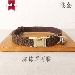 Muttcoメーカー贩売猫の首轮深いブラウン厚いスーツ二重层ペットの首轮浅い金バックルUCC-118J
