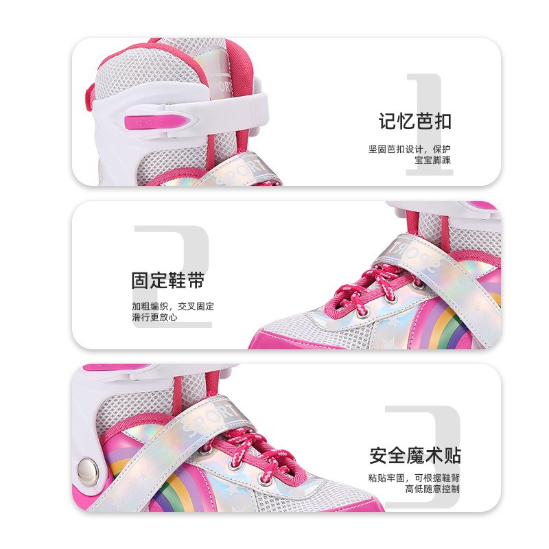Ventas transfronterizas de patines infantiles para principiantes, patines de ruedas para hombres y mujeres, conjunto completo de patines de ruedas de doble fila en stock
