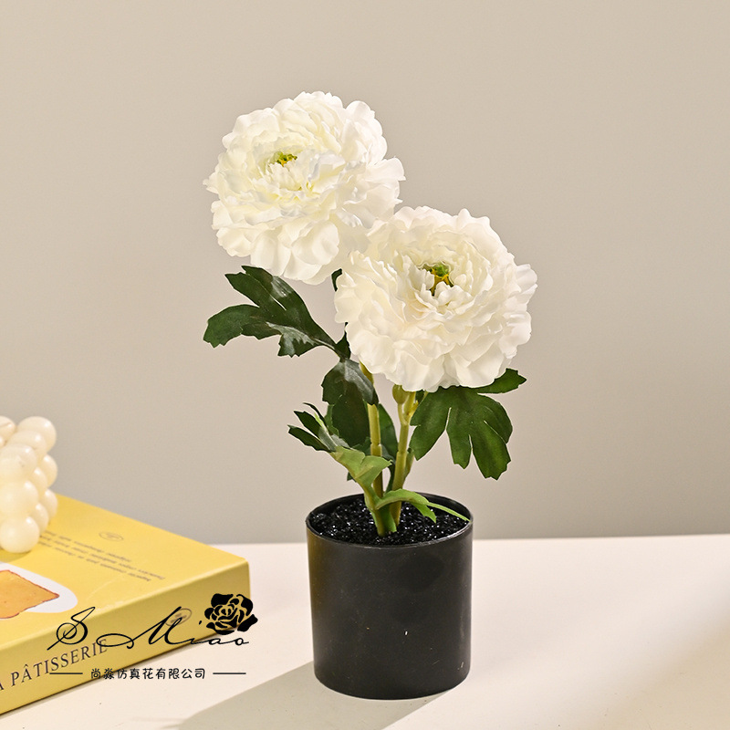 Simulación de doble camellia multicapa bonsai decoración creativa sala de estar interior decoración de estudio flor artificial bonsai image 10