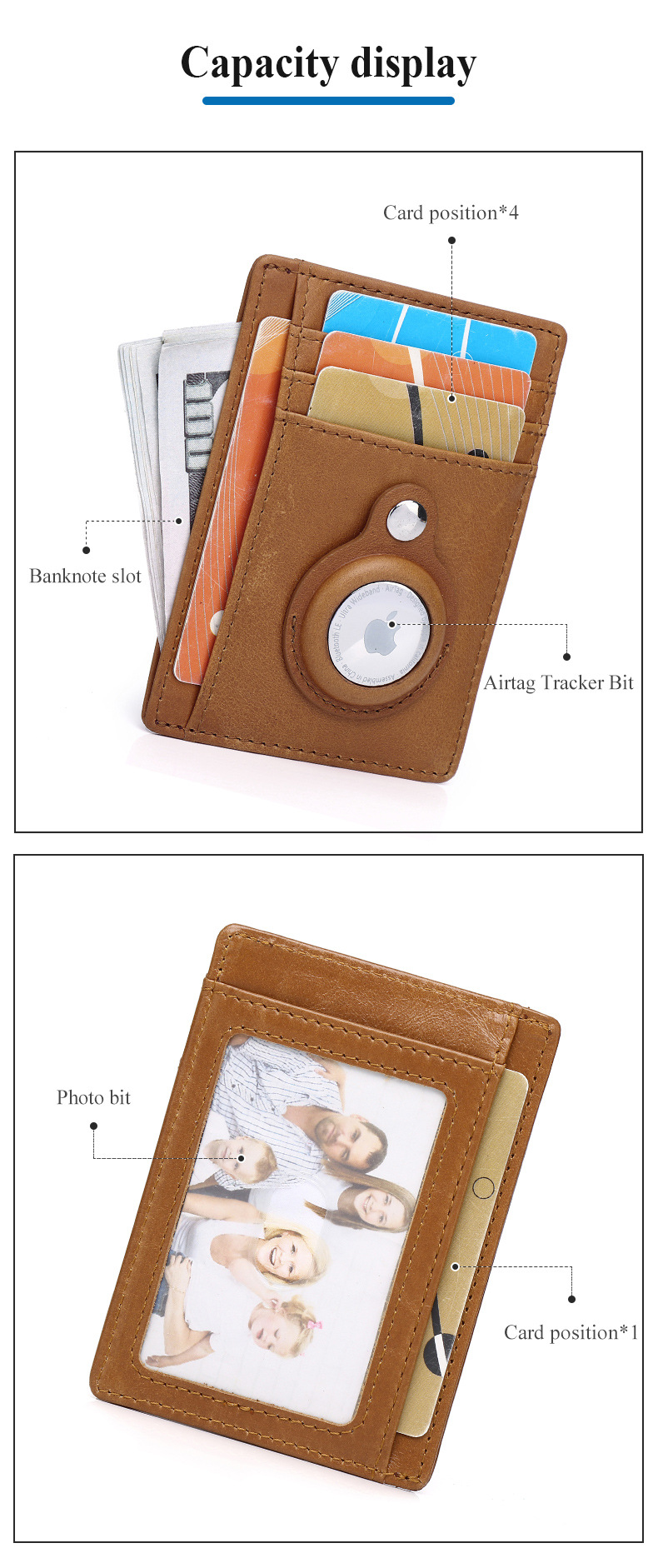 Ví cầm tay nữ da bò chống trộm RFID, đựng thẻ tín dụng và airtag — Màu nâu vàng, Màu cà phê, Màu đen chi tiết 17