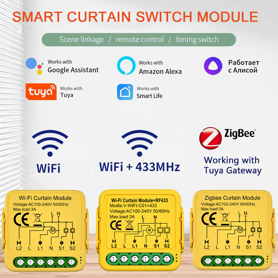 涂鸦Zigbee窗帘WIFI开关通断模块手机APP远程控制语音Alexa百叶窗