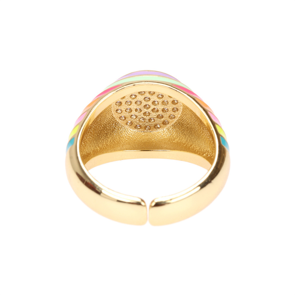 Cute Candy Color Zircon New Trendy Fashion Personality Copper Drip Oil Ring Wholesale display picture 15