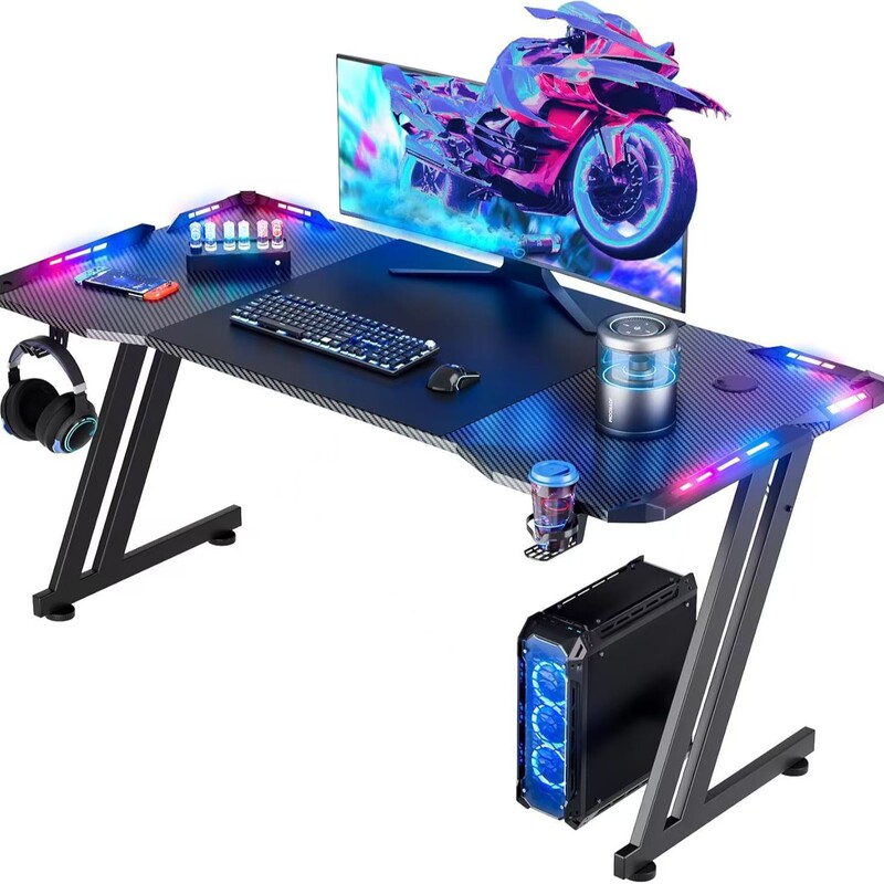 Disassembled and assembled E-sports Table LED Desk Home Computer Table Student Table Game Table with Lamp Belt