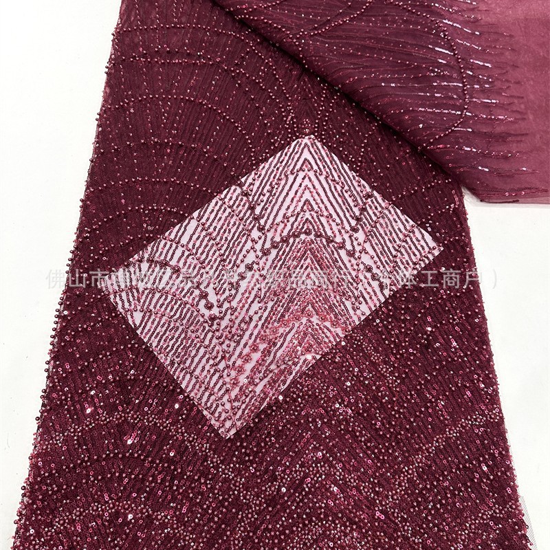 Tejido de bordado de industria pesada, tejido de bordado de sequinilla, tela de malla, cuentas de bordado, fabricantes de tela de bordado en stock al por mayor image 4