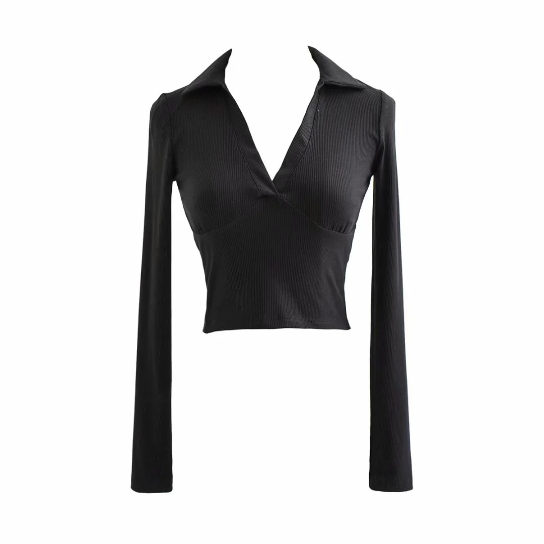 Polo collar cross long sleeve t-shirt NSAC31336