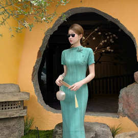 Iris Lumina书杳 青砚新中式改良旗袍女春夏温婉气质国风连衣长裙