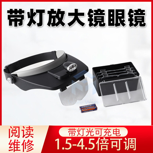 Multifunctional Headband Magnifying Glass for Elderly, High-Definition Reading, Book Reading with LED Light Circuit Board, Watch Repair