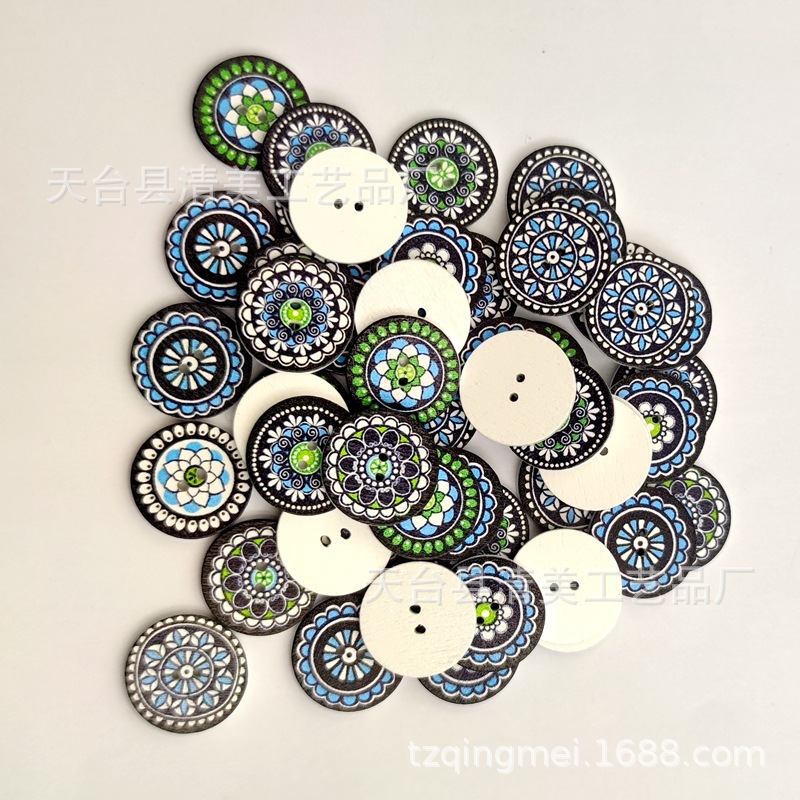 1.5/2/2.5cm Botones de disco de impresión azul sobre fondo blanco Botones de disco de impresión sobre fondo blanco 100 piezas por paquete