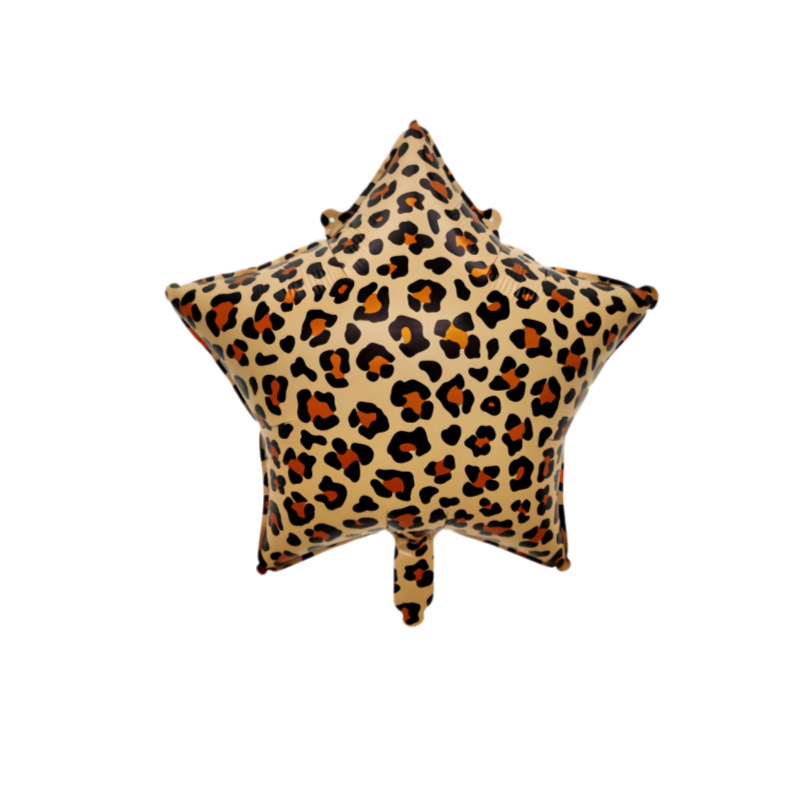 Globo de película de aluminio de leopardo transfronterizo amor pentagramas de seda de lluvia de fondo pared decoración de globo de diseño de fiesta salvaje image 8