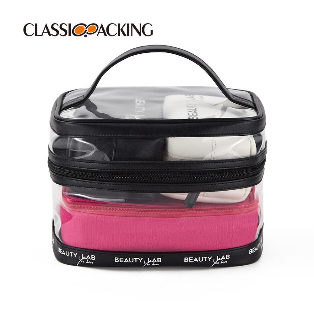 Fábrica al por mayor bolsa de cosméticos transparente de gran capacidad Portátil Bolsa de lavado impermeable multifuncional bolsa de almacenamiento de separación húmeda y seca