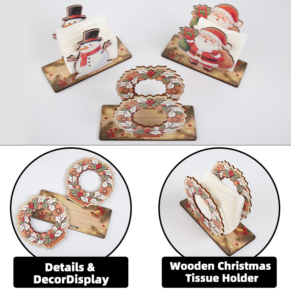 Navidad toallitas estante dibujos animados viejos alces estante de almacenamiento de papel de extracción tridimensional decoración de mesa de comedor caja de toallitas de Navidad image 4
