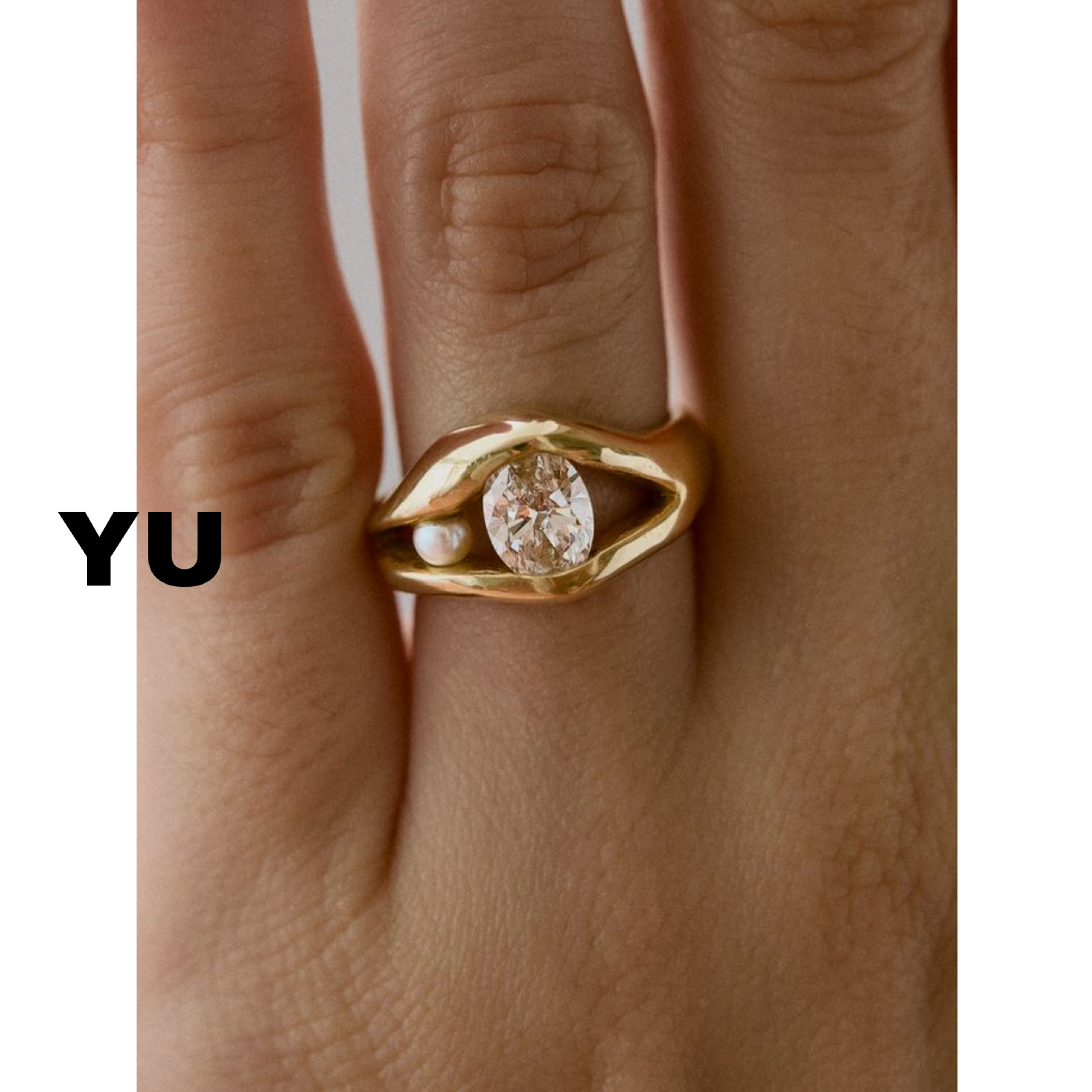 ring pearl with zircon stainless steel