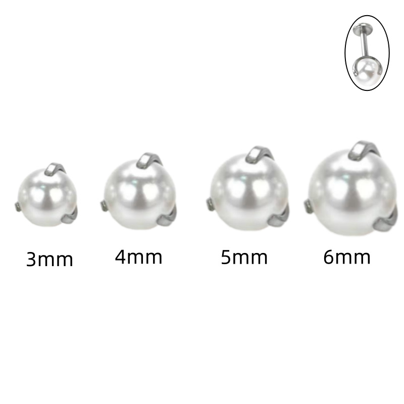 Silver pointed spike labret stud material detail