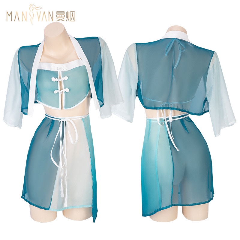 Peony Lace Tube Top Costume Set with Sheer Cape, Mini Skirt and Panties — detail image 1