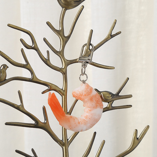 New PVC simulation shrimp keychain creative food base shrimp bag pendant fun food toy model pendant