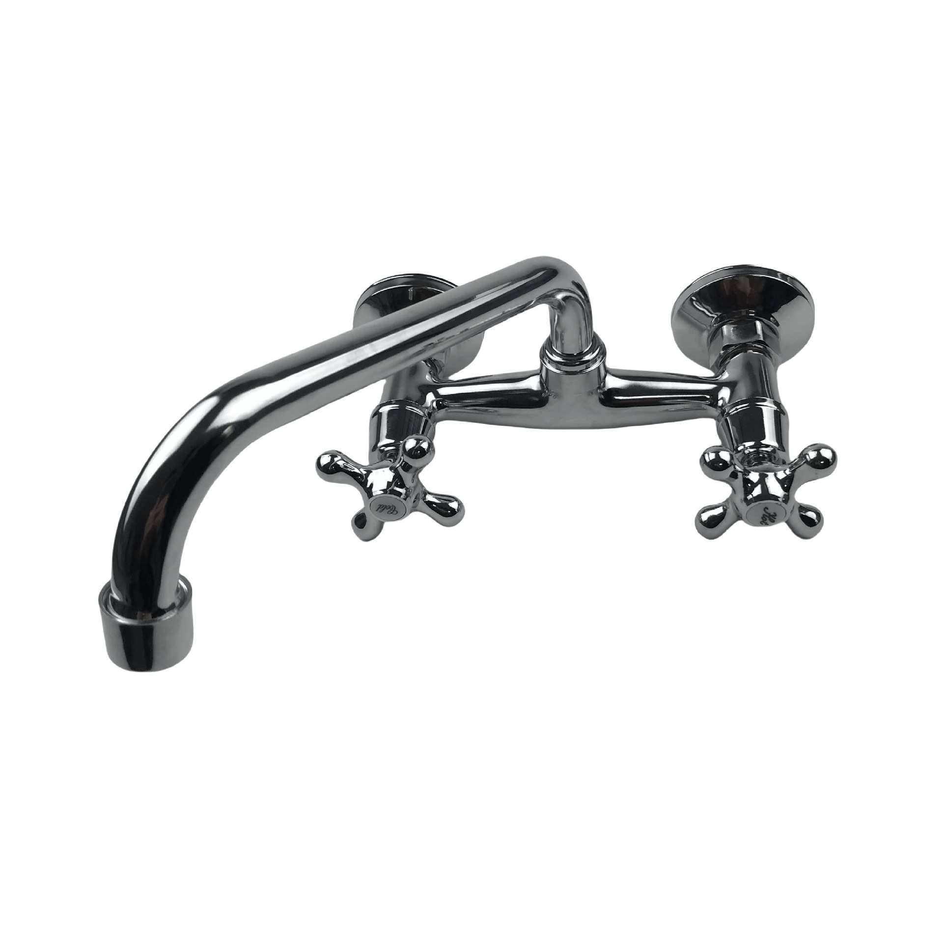 Grifo Mezclador de Cocina de Doble Agujero de Aleación de Zinc, Agua Mixta, Galvanizado, para Cocina