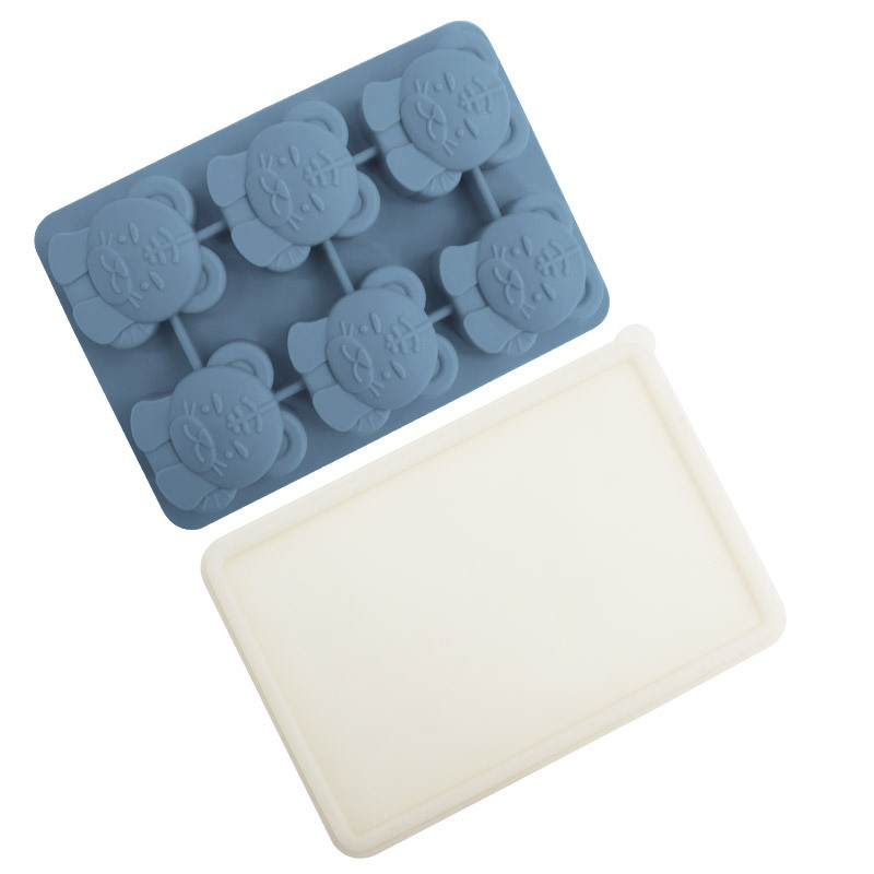 Whisky transfronterizo de dibujos animados rejilla de hielo de silicona molde de hielo con tapa molde de hielo para hockey sobre hielo caja de almacenamiento de hielo para el hogar en stock