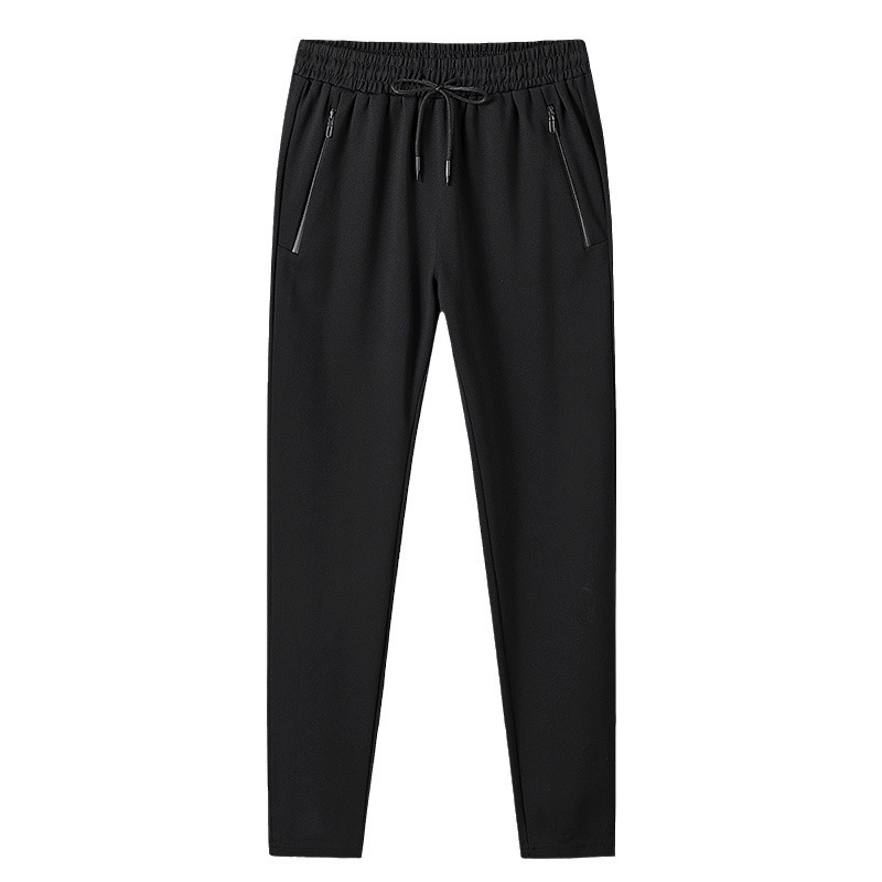 Pantaloni sport respirabili, casual, confortabili, subțiri, mărimi mari, de toamnă, pentru bărbați, cu fermoar și legături drepte_voghion.com