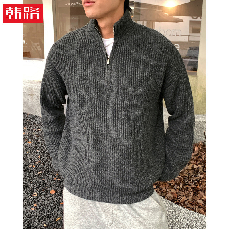 Old Money Style Half-High Collar Zip-Up Sweater for Men, New Autumn and Winter Model, Textured Faux Deer Fur Pullover Knitwear Jacket Old Money Style Half-High Collar Zip-Up Sweater for Men, New Autumn and Winter Model, Textured Faux Deer Fur Pullover Knitwear Jacket