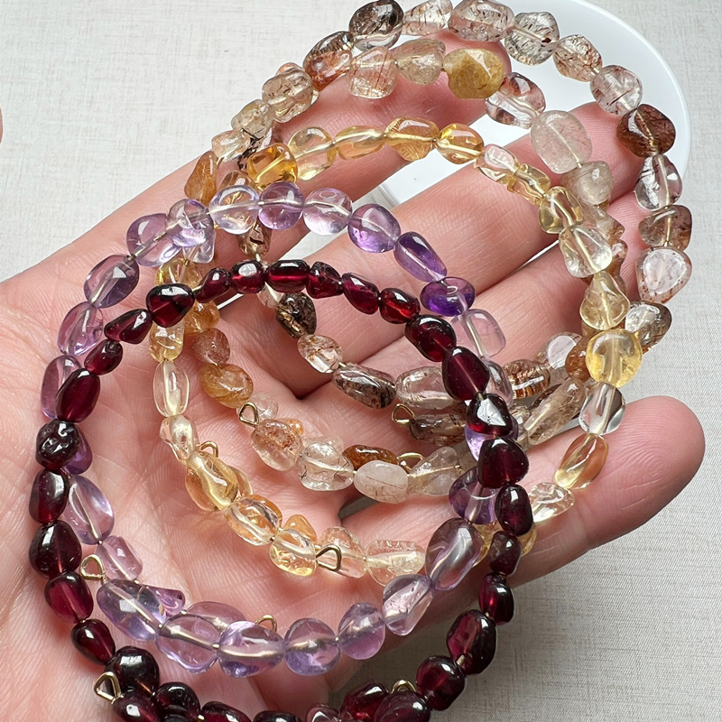 Crystal raw stone bracelet aurora tourmaline tanthine amethyst and other styles Crystal raw stone bracelet aurora tourmaline tanthine amethyst and other styles
