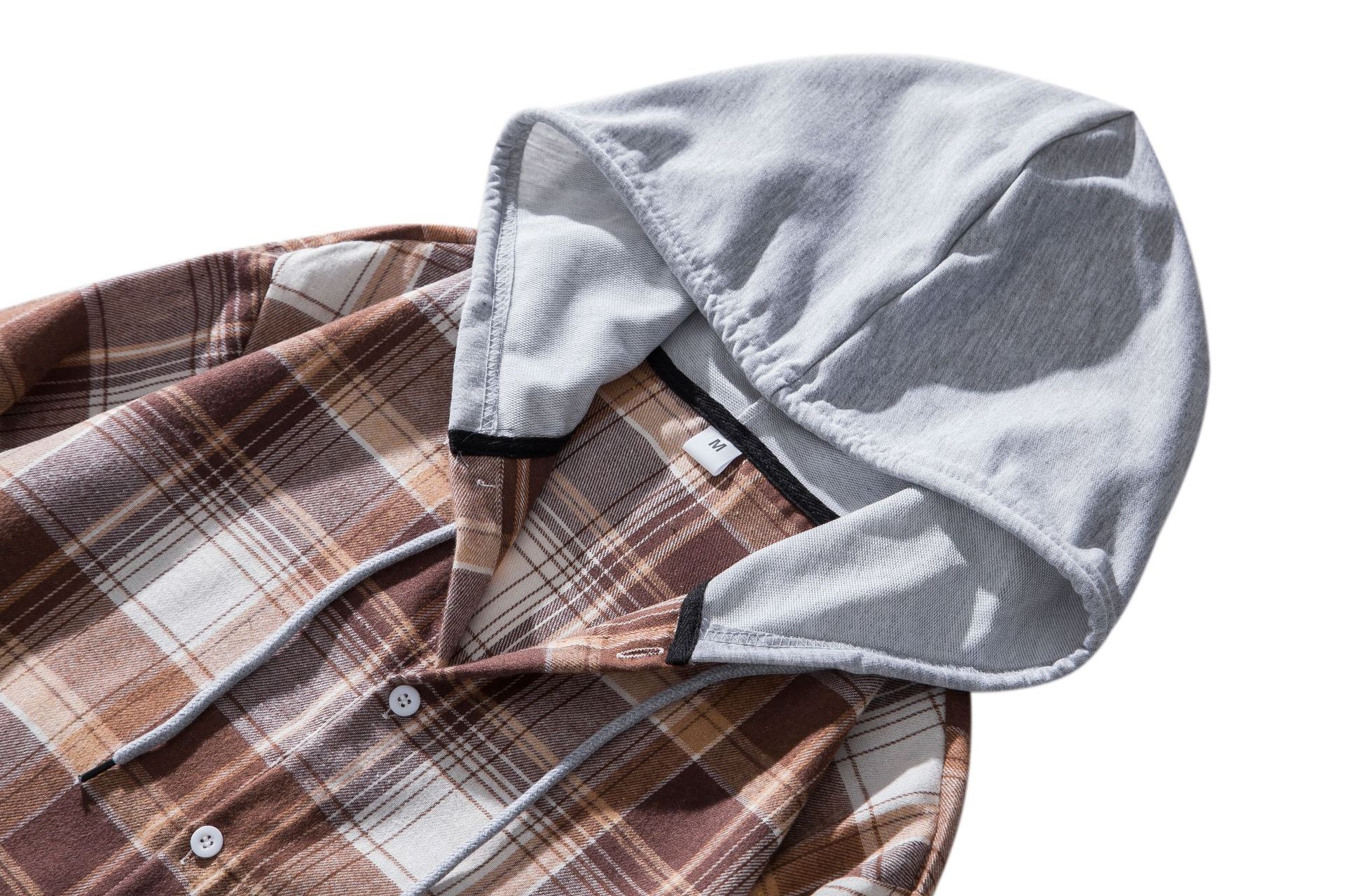 Herren Flanellhemd Mit Kapuze Kariertes Oversized Freizeithemd_voghion.com