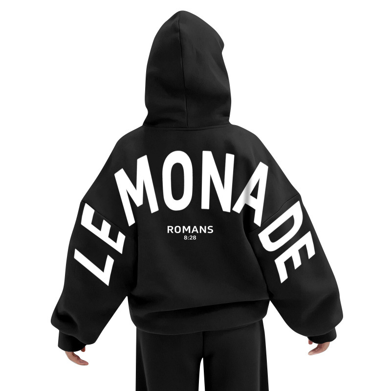 2025 New Amazon Cross-Border European and American Women's Fashion Printed Thickened Versatile Long-Sleeved Loose Hooded Sweatshirt for Women