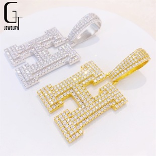 Europe and the United States cross-border hot 26 letter pendant S925 silver full set D color moissanite can pass through the tennis chain with GRA