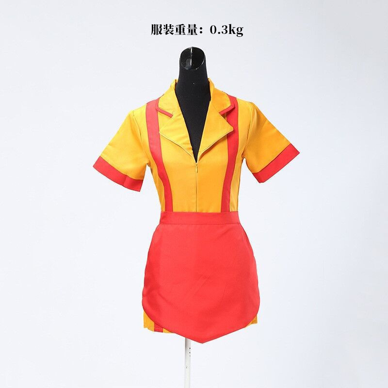アメリカ劇の破産した姉妹のコスプレ映画とテレビの同じタイプのバーのファーストフードの作業服のハロウィンの制服のショートスカートのショー|undefined