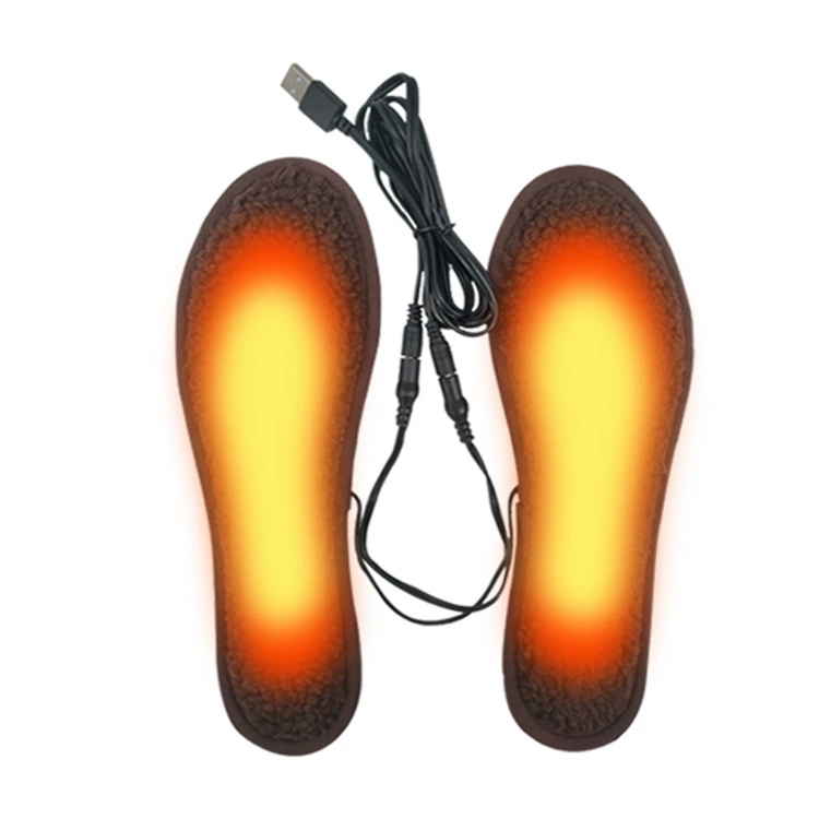 USB‑нагреваемые стельки с подкладкой из ягнячьей шерсти, моющиеся, CE/FCC/ROHS