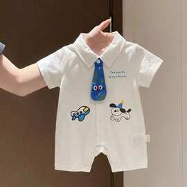 新款薄款婴儿衣服夏装连体衣夏季宝宝超萌哈衣新生儿短袖