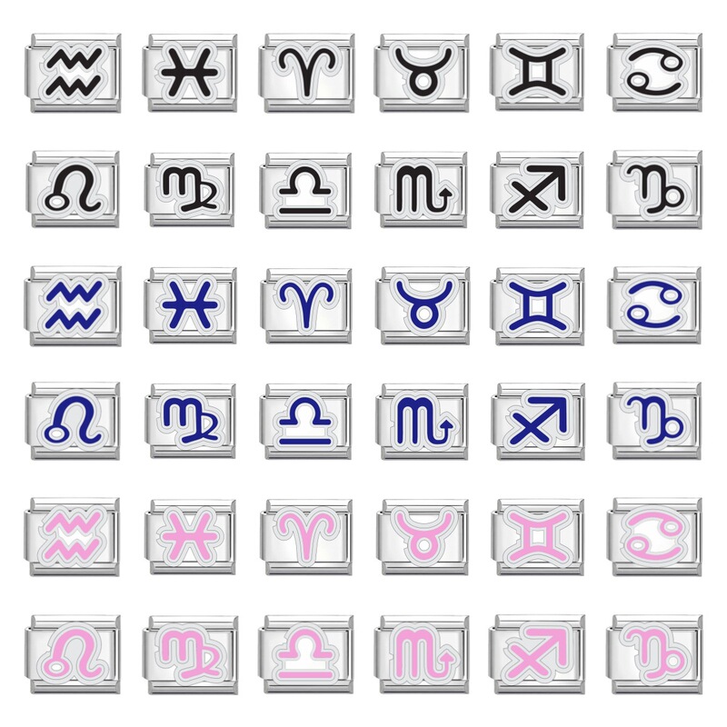Cross-Border Eu Charming Multifunctional Italian Twelve Zodiac Module Bracelet Stainless Steel Creative DIY Connectable