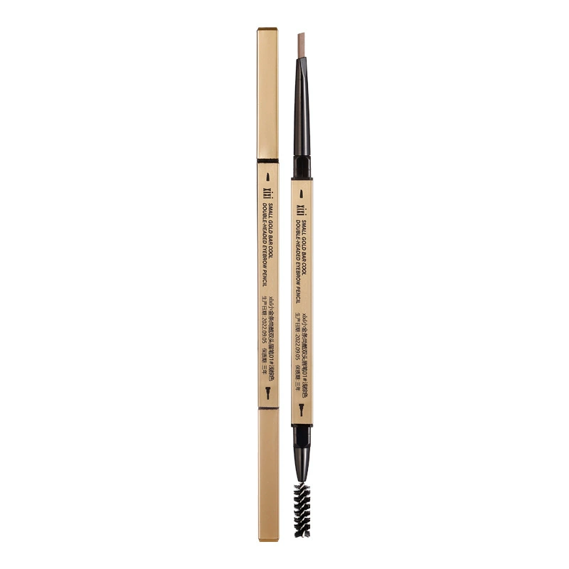 Eyebrow Pencil xixi Double-Ended Golden Slim Pen, 5 Shades with Brush, Waterproof 16 cm