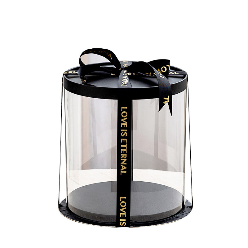 Caja de pastel transparente redonda de 4 pulgadas de 6 pulgadas de 8 pulgadas de 10 pulgadas de una sola capa de doble capa más caja de pastel de cumpleaños alta