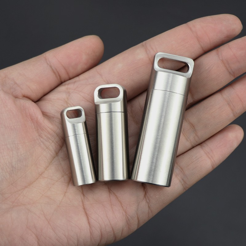 Mini caja de Medicina de metal de acero inoxidable botella de medicina portátil a prueba de humedad sellado impermeable almacén viaje sub-embalaje pequeña botella de medicina