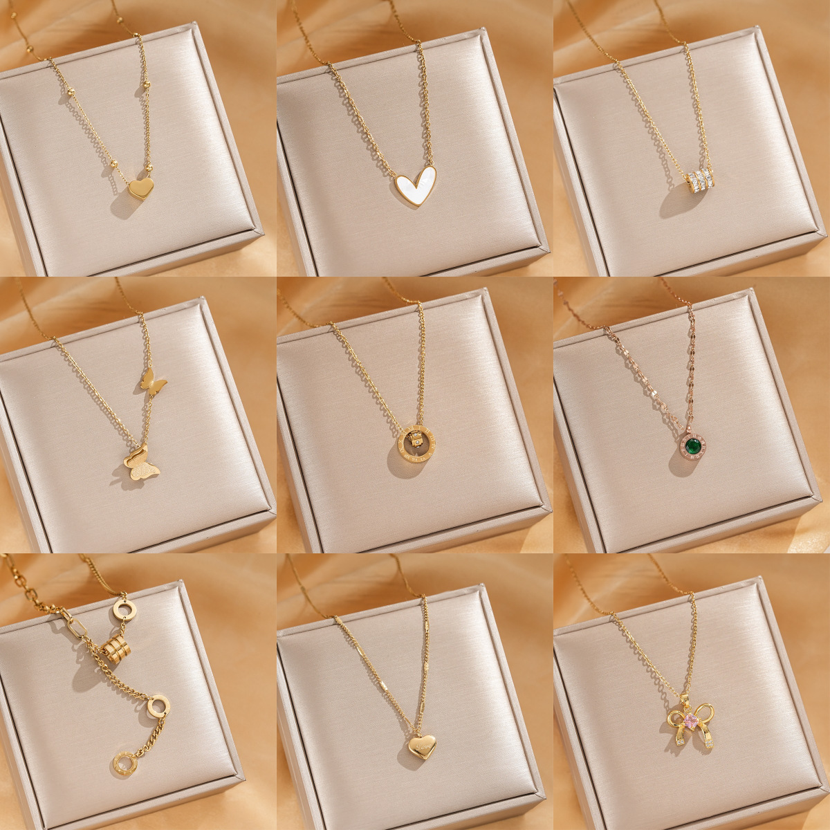 【通体钛钢】韩版简约钛钢项链18k玫瑰金四叶草锁骨链不掉色饰品