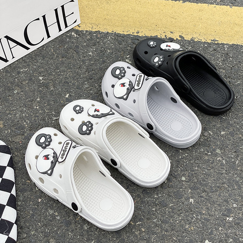 Outerwear Beach Sandals Beach Ins Trend Couple Summer Cap Toe Shoes Men's New Hole Shoes Women's Semi-Drag Lightweight Soft Sole