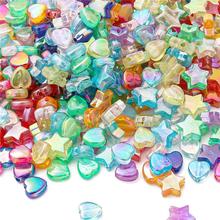 手工串珠diy配件透明彩色镀AB五角星星爱心桃心珠子散珠配饰跨境