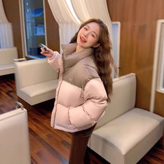 冬季新款棉服女款2025年韩版小个子棉衣面包服宽松拼色棉袄女外套