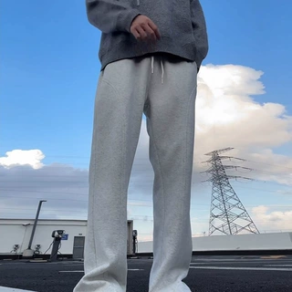 花灰色镰刀卫裤男款秋冬美式复古斜切休闲裤直筒垂感青少年运动裤