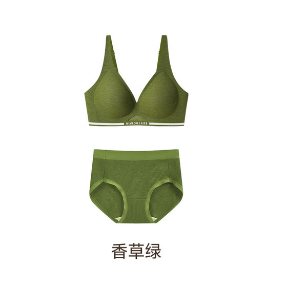 He Shenglong Autumn and Winter Traceless Small Chest Large Gather Camellia Oil 7A Antibacterial Underwear Women's Breathable Cleansing Beauty Back