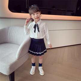 女童衬衫新款洋气韩版儿童衬衣白色小女孩长袖上衣套装JK