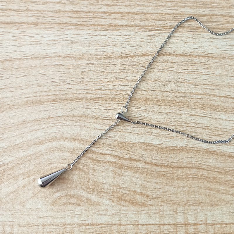 [XL0077] Water drop necklace steel color