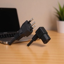 厂家供应巴西三芯AC电源线电脑主机显示器品字尾电源线90度弯头线